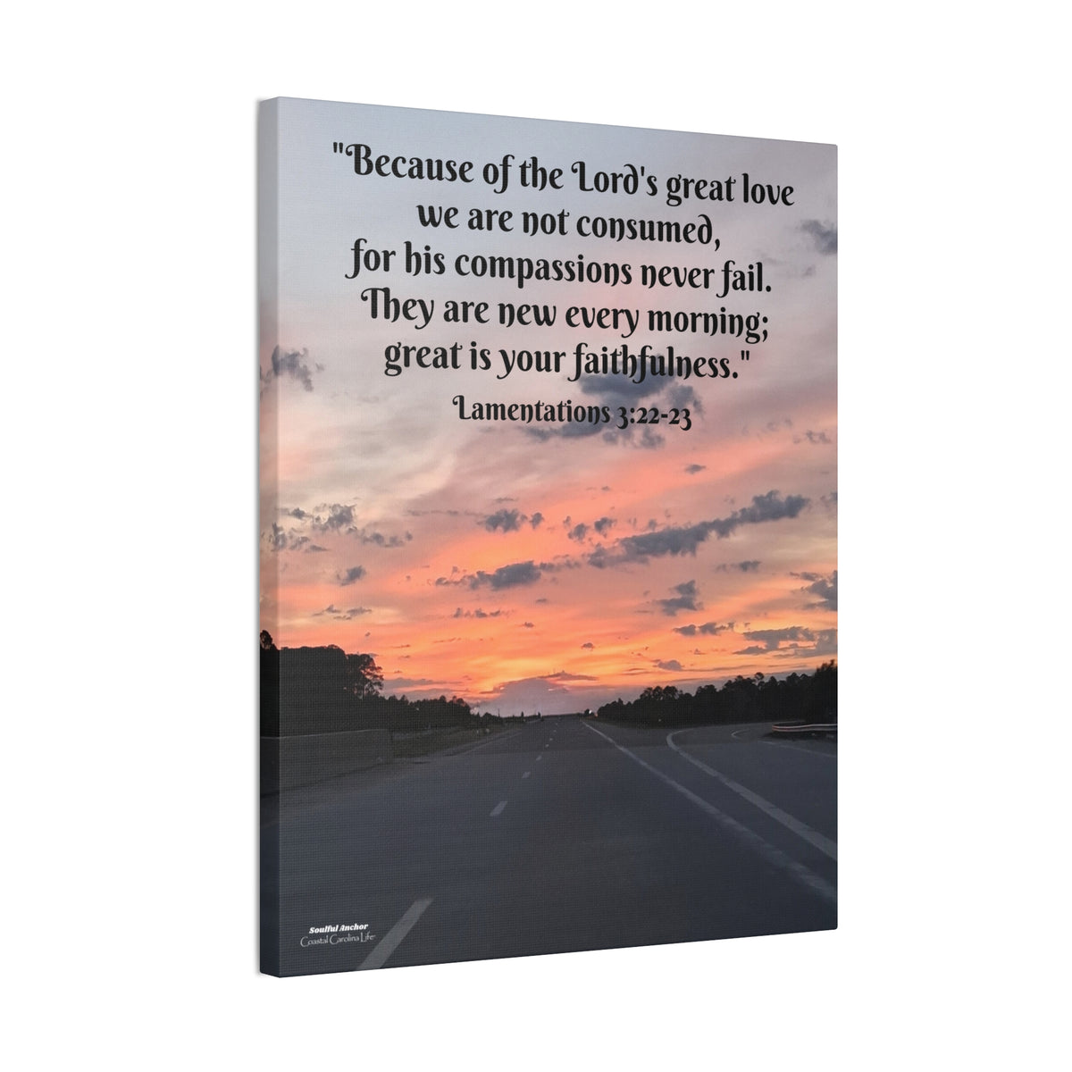 Scripture Wall Art – Lamentations 3:22-23 Sunrise Canvas Print