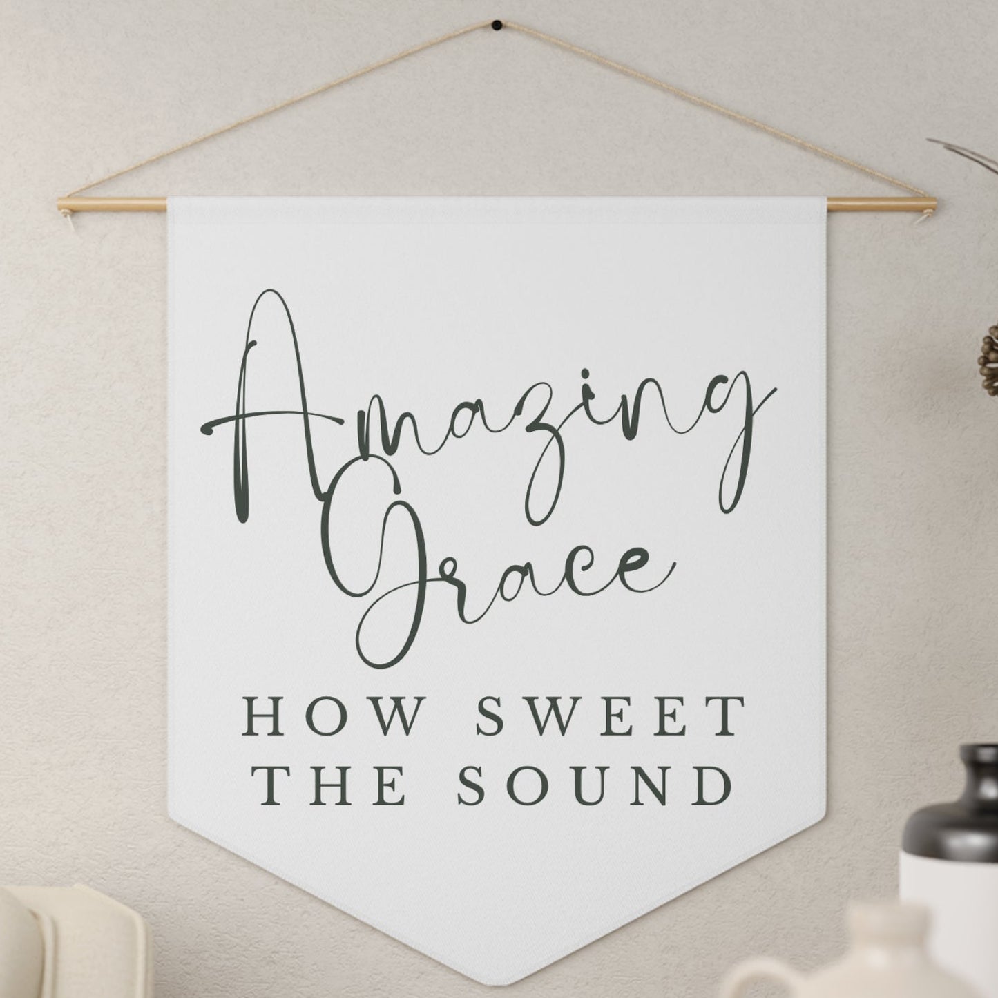 Amazing Grace Pennant Wall Banner — "How Sweet the Sound" Christian Home Decor