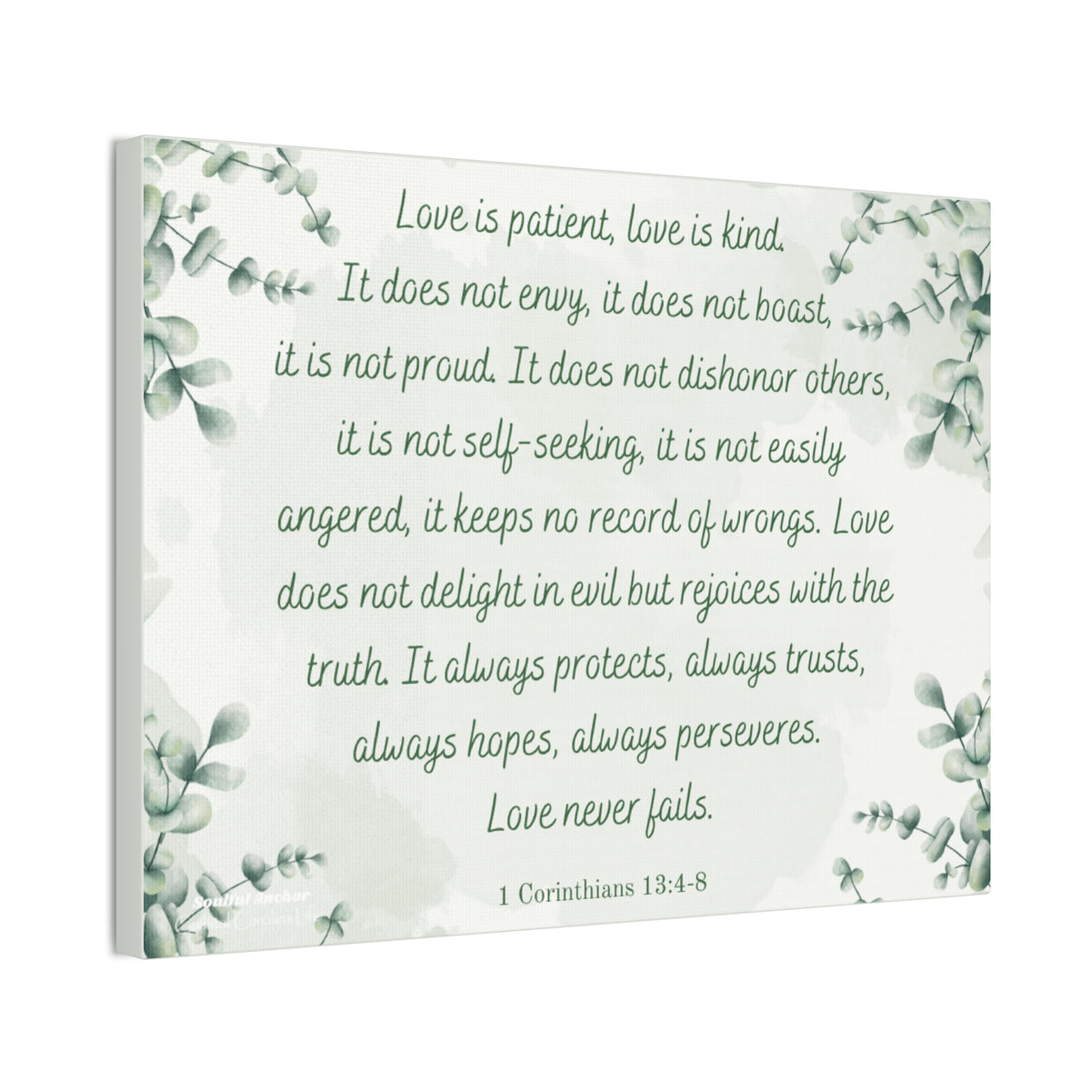 Love Is Patient Wall Art – 1 Corinthians 13:4-8 Scripture Canvas