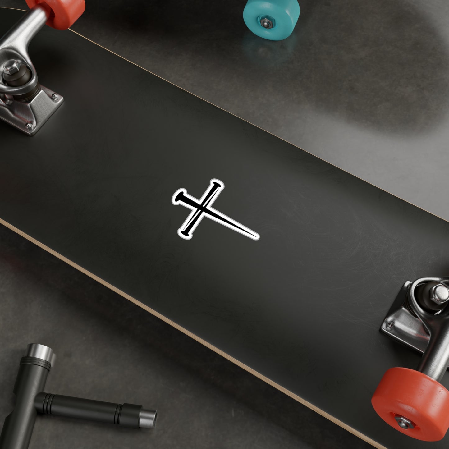 Black Nail Cross Vinyl Sticker — Christian Decal