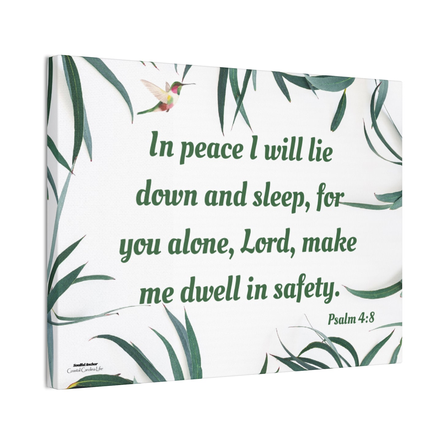 Scripture Wall Art – Peaceful Bedroom Canvas with Psalm 4:8 Sleep Prayer