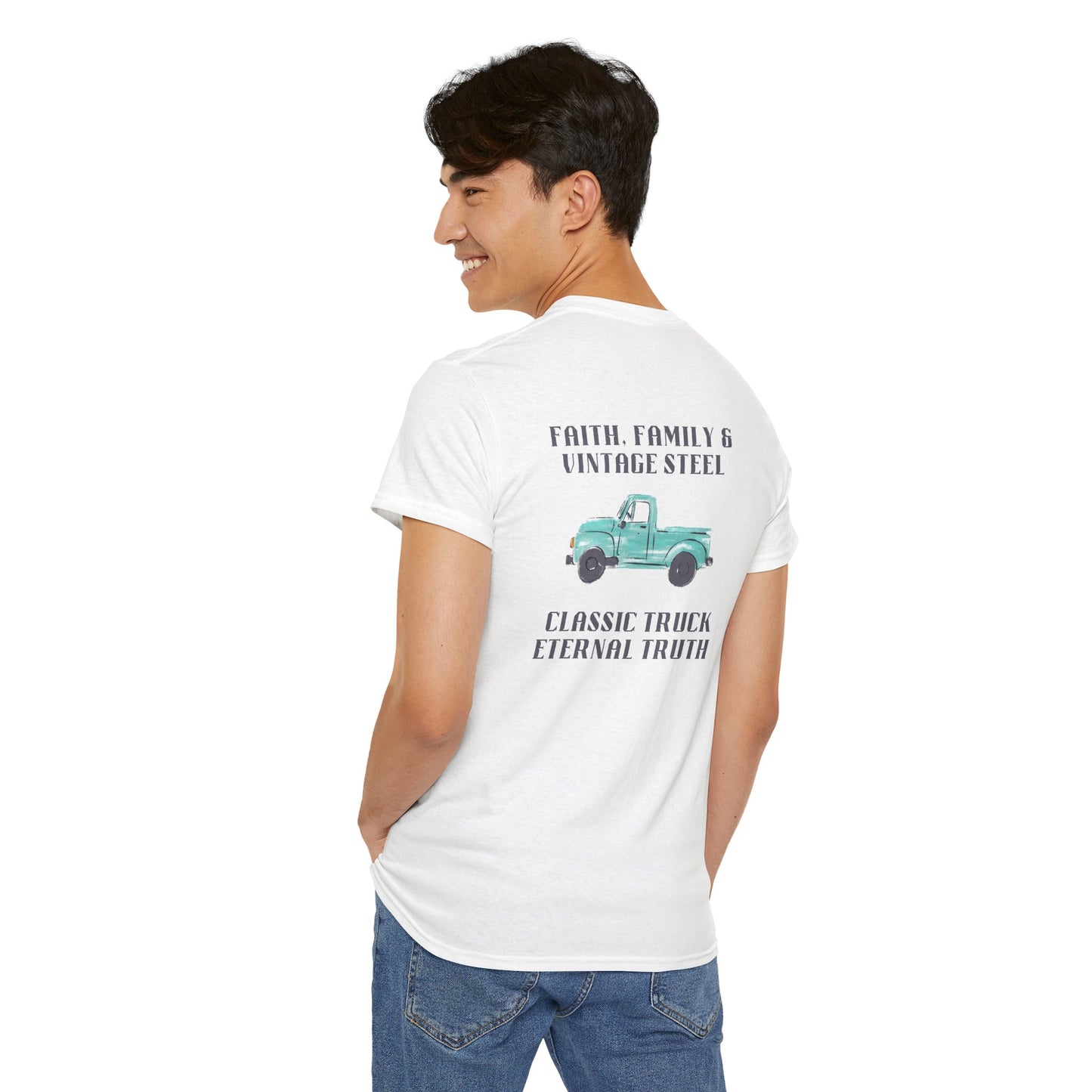 Faith, Family & Vintage Steel T-Shirt - Christian Faith Tee