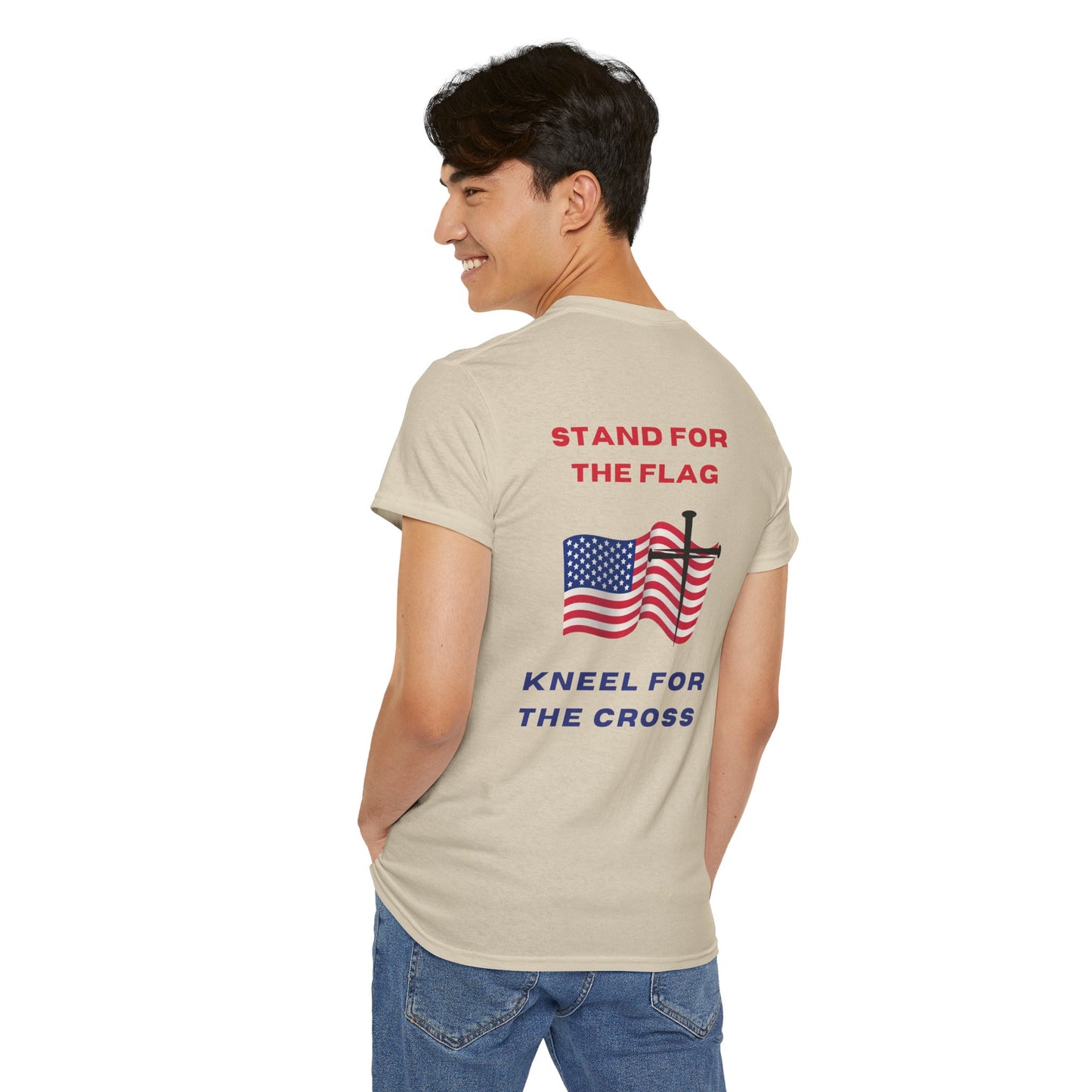 Stand for Flag Kneel for Cross Shirt – 100% Cotton Faith Tee