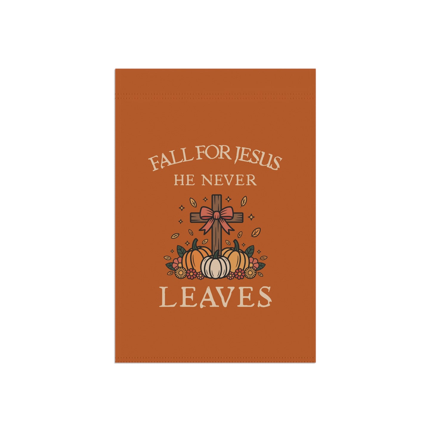 Fall for Jesus Garden Flag — Autumn Cross & Pumpkins Outdoor Banner