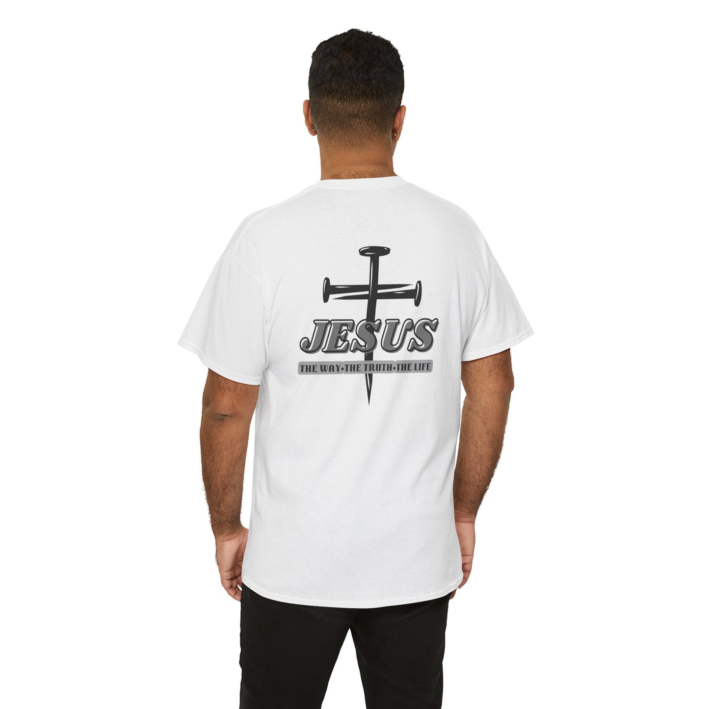 Christian T Shirt – Nail Cross Design with Scripture Message