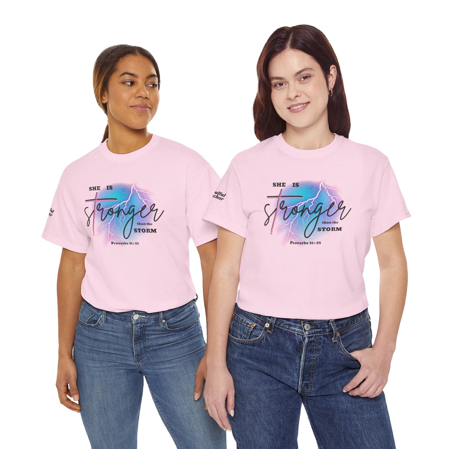 Christian Tshirt Women – Proverbs 31:25 She Is Strong Faith Message