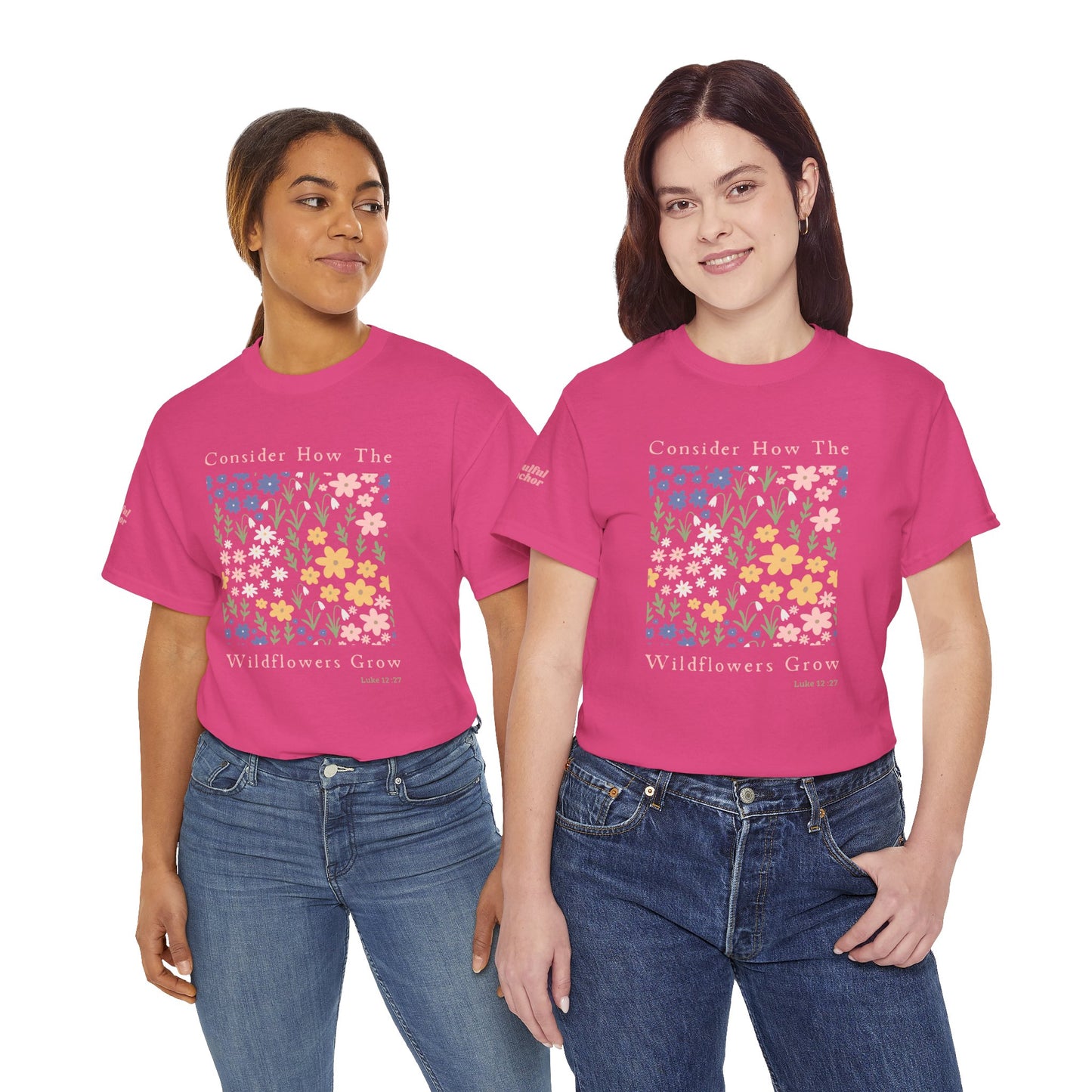 Consider How the Wildflowers Grow T-Shirt (Luke 12:27) Christian Faith Tee