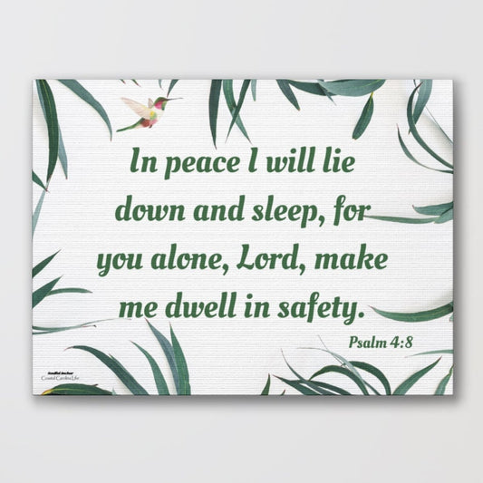Scripture Wall Art – Peaceful Bedroom Canvas with Psalm 4:8 Sleep Prayer