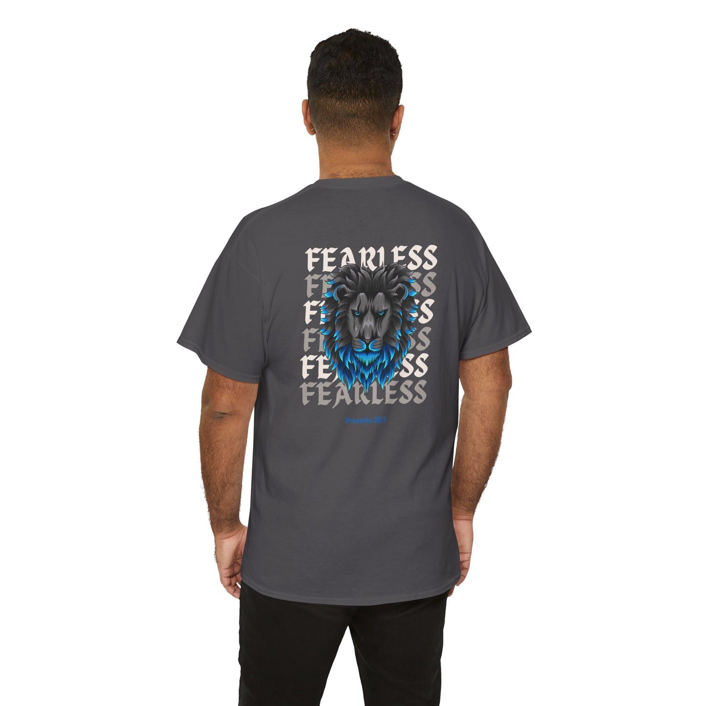 Christian Lion Shirt – Fearless Faith Graphic Tee with Proverbs 28:1