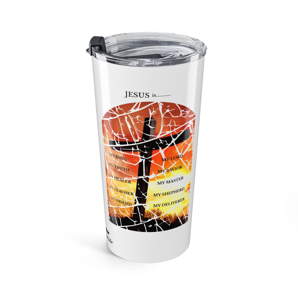 Christian Coffee Tumbler – 20oz Stainless Steel Stained Glass Cross