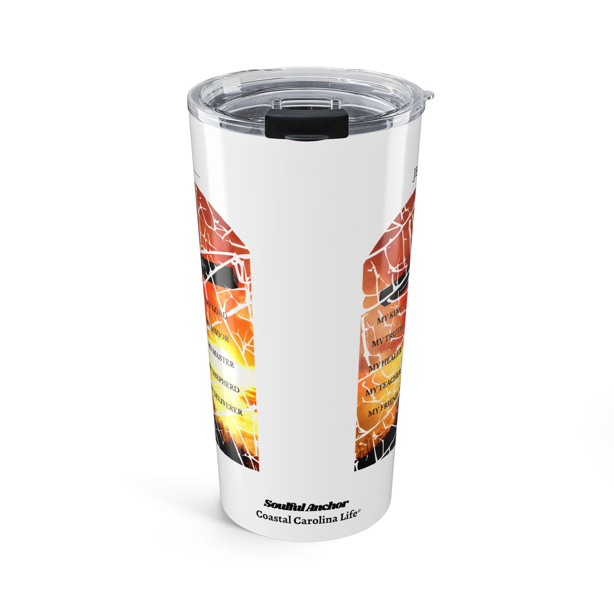 Christian Coffee Tumbler – 20oz Stainless Steel Stained Glass Cross