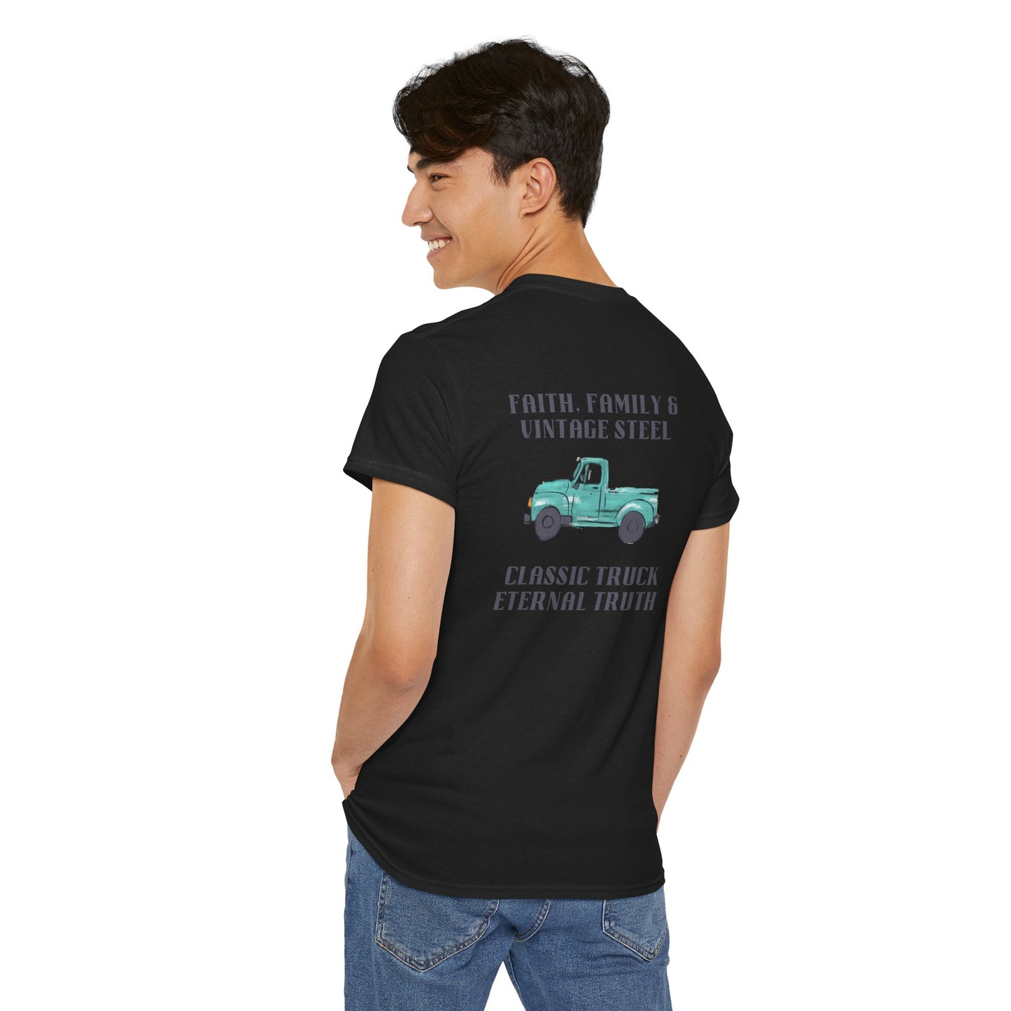 Faith, Family & Vintage Steel T-Shirt - Christian Faith Tee