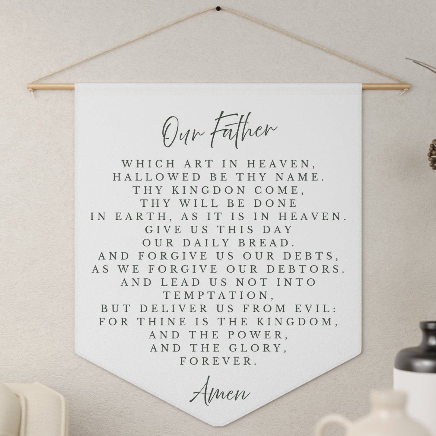 Pennant Wall Banner — ‘Our Father’ Lord’s Prayer Religious Home Decor