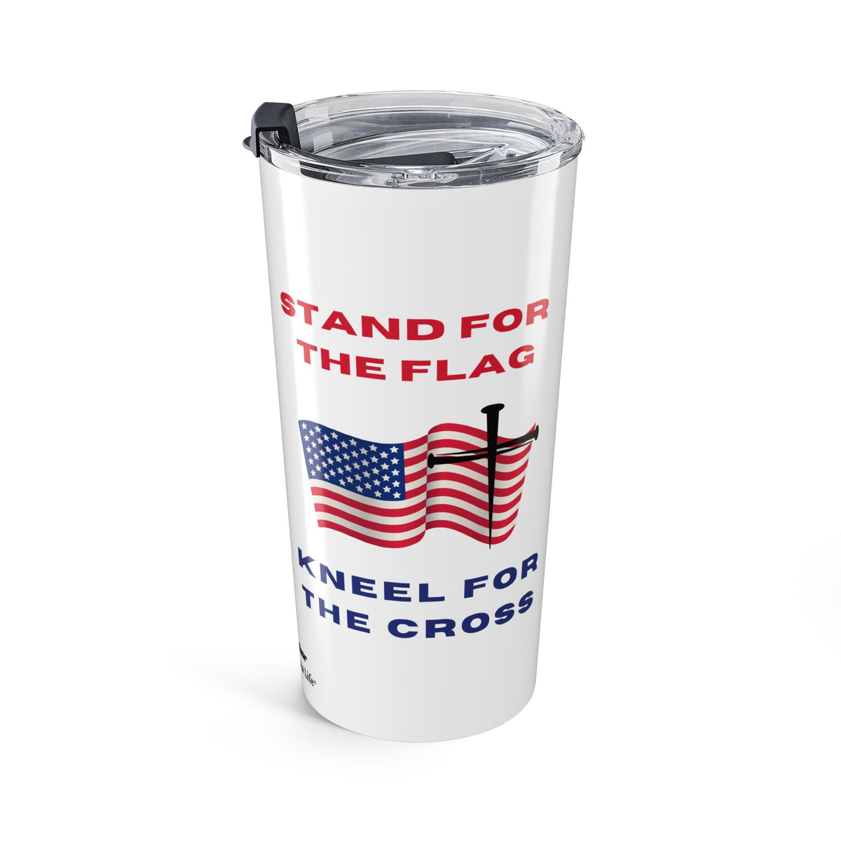 Christian Patriotic Tumbler – 20oz Insulated Cross Flag Faith Design