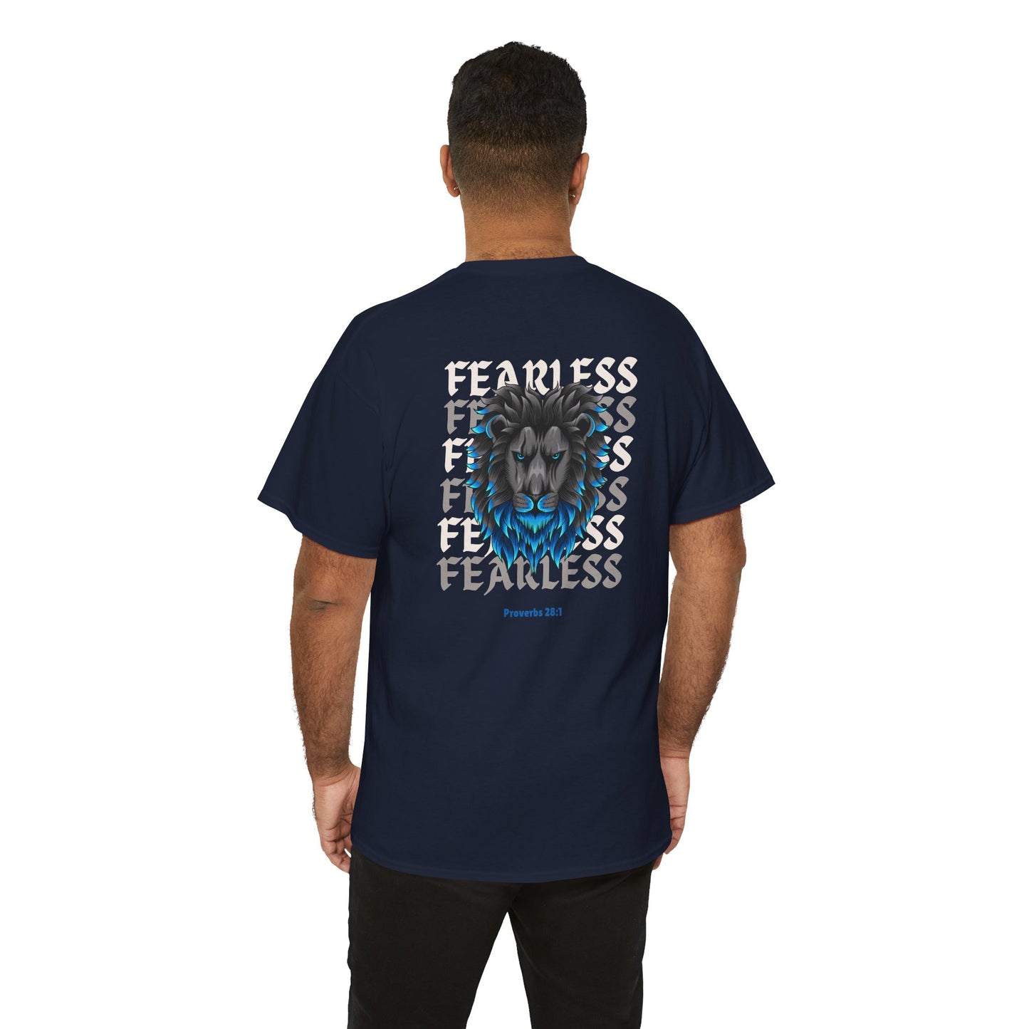 Christian Lion Shirt – Fearless Faith Graphic Tee with Proverbs 28:1