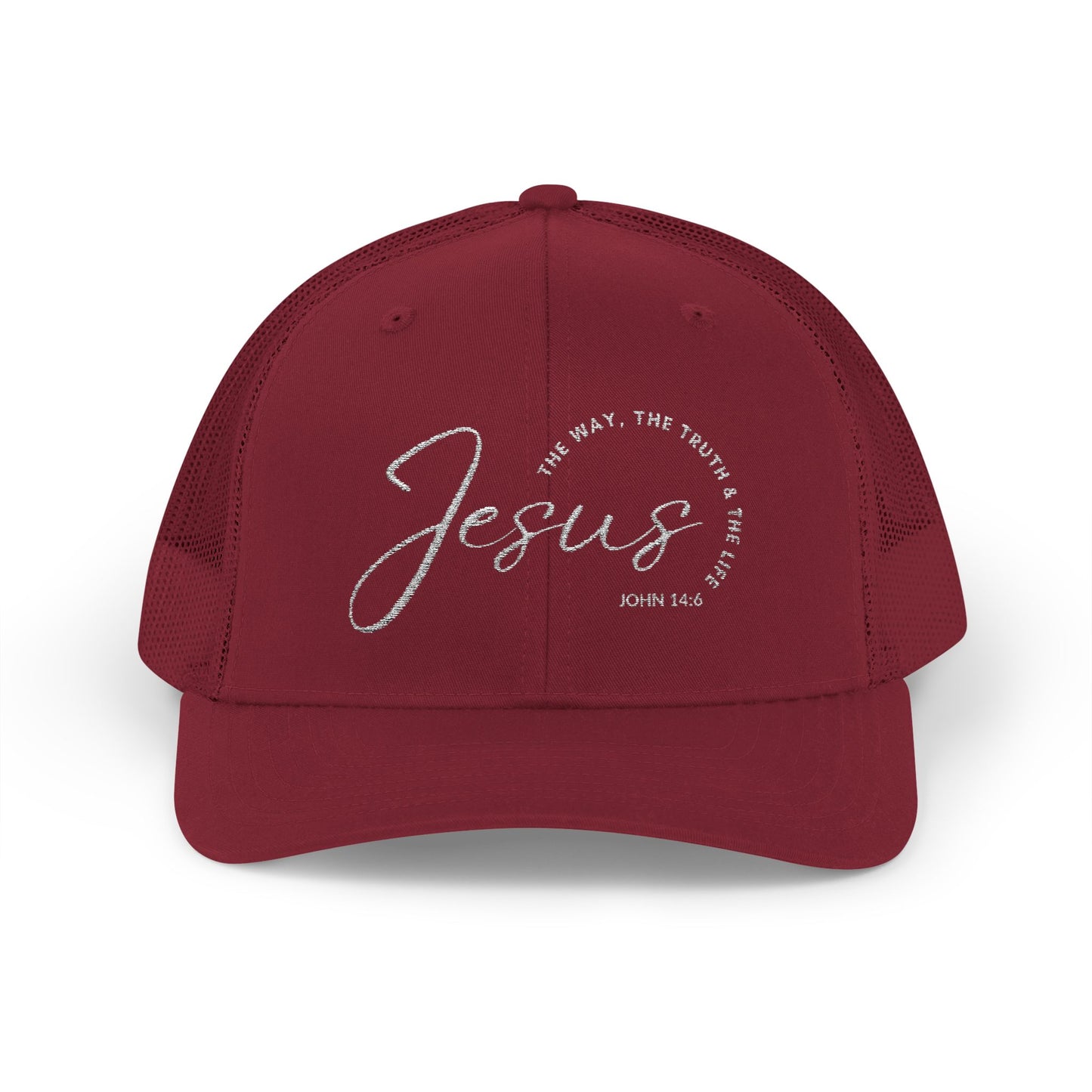 Jesus Trucker Hat – John 14:6 Scripture Breathable Mesh Snapback