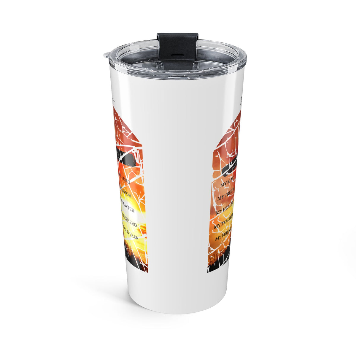 Christian Coffee Tumbler – 20oz Stainless Steel Stained Glass Cross