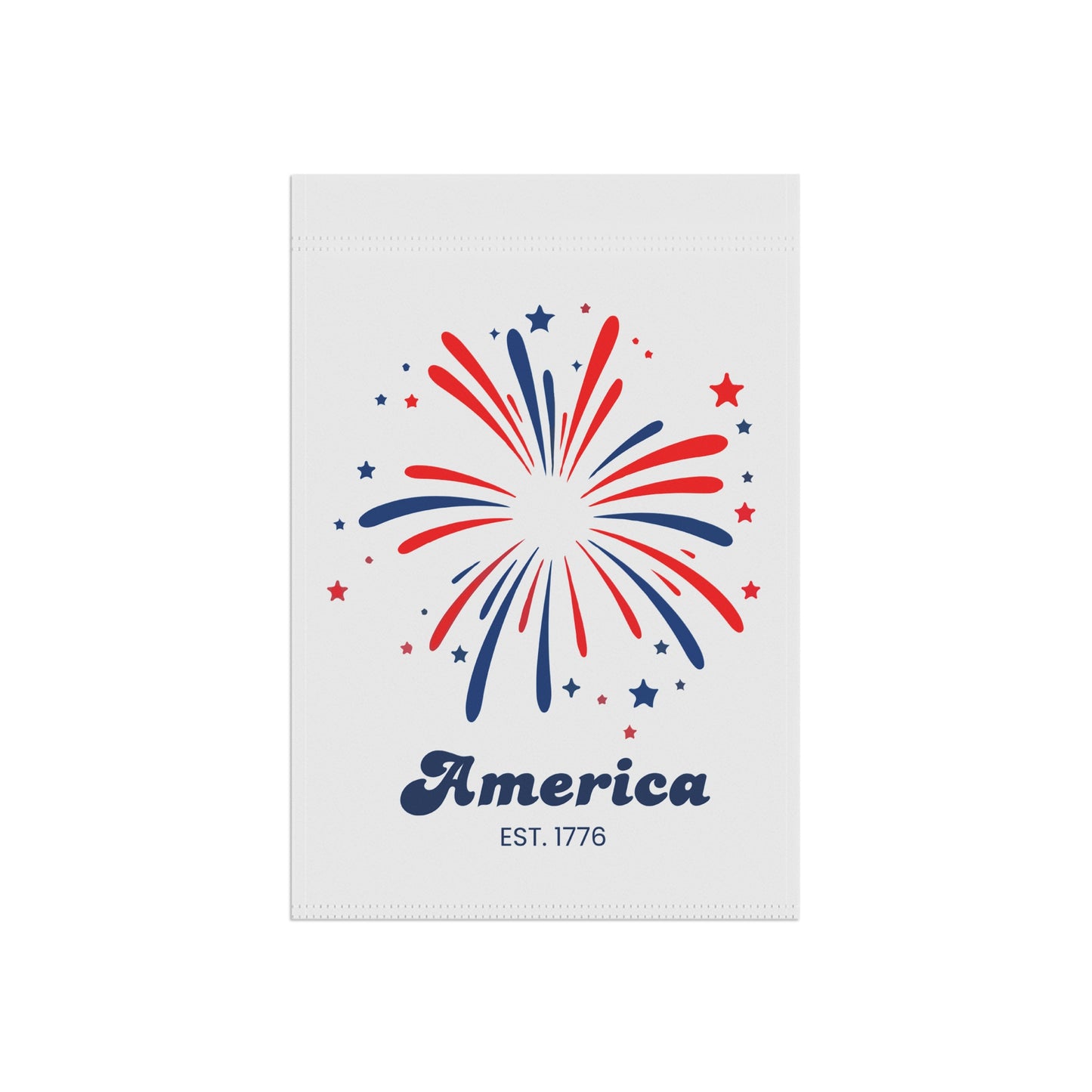 Patriotic Fireworks Garden Flag - "America Est. 1776" House Banner