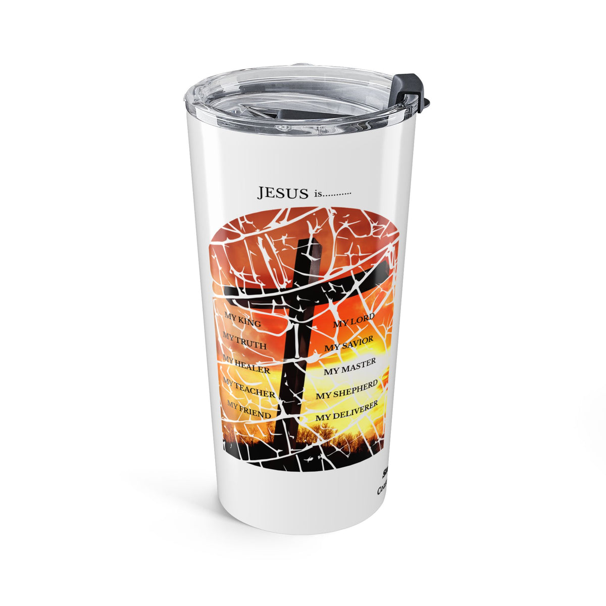 Christian Coffee Tumbler – 20oz Stainless Steel Stained Glass Cross