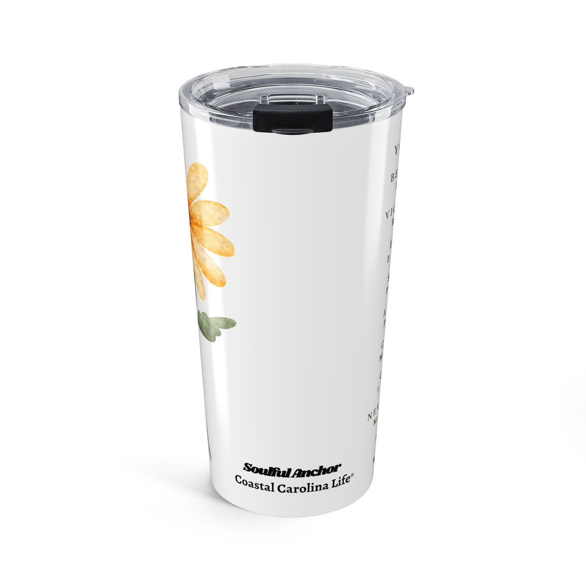 Christian Tumbler – Scripture Verses Sunflower Design 20oz Faith Gift