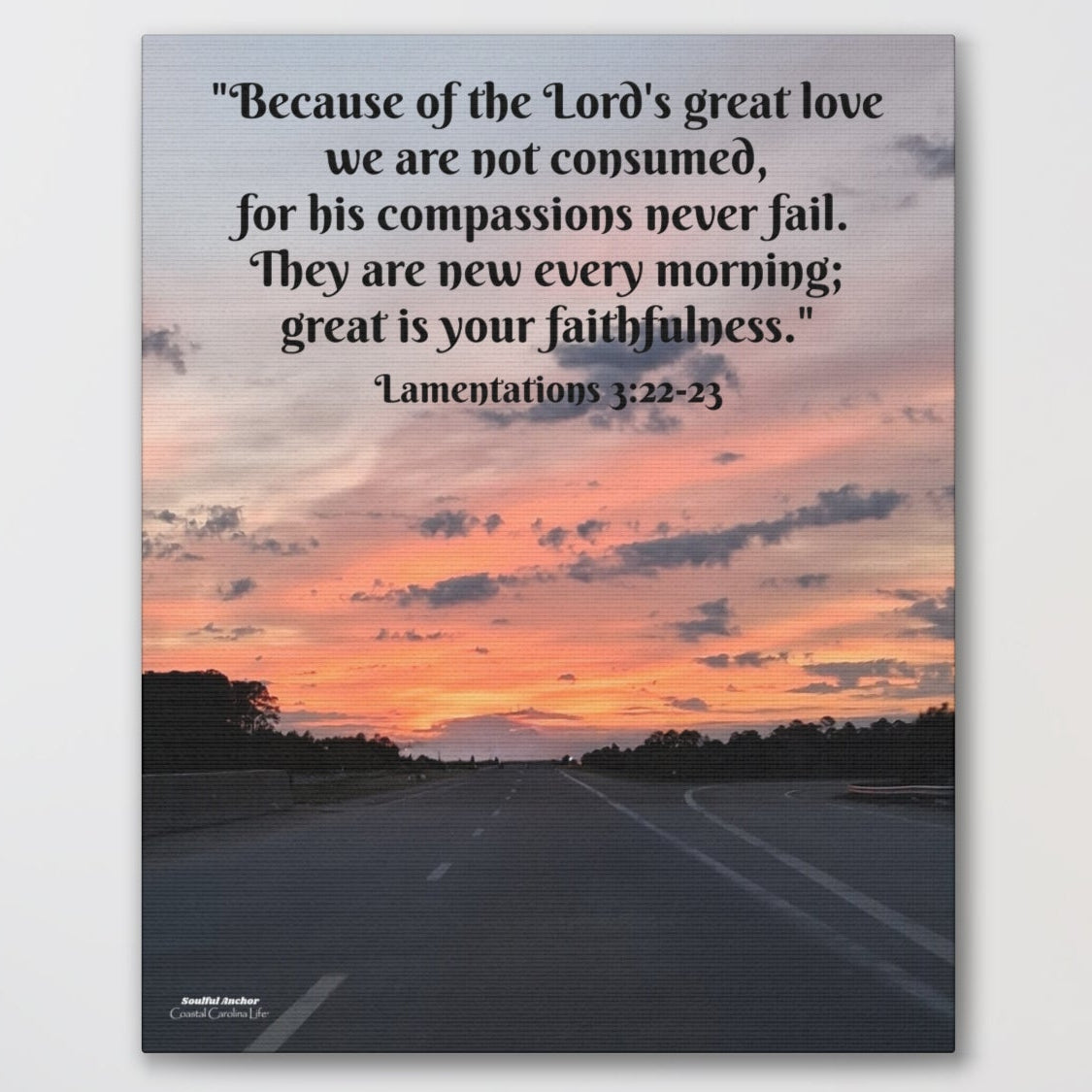 Scripture Wall Art – Lamentations 3:22-23 Sunrise Canvas Print
