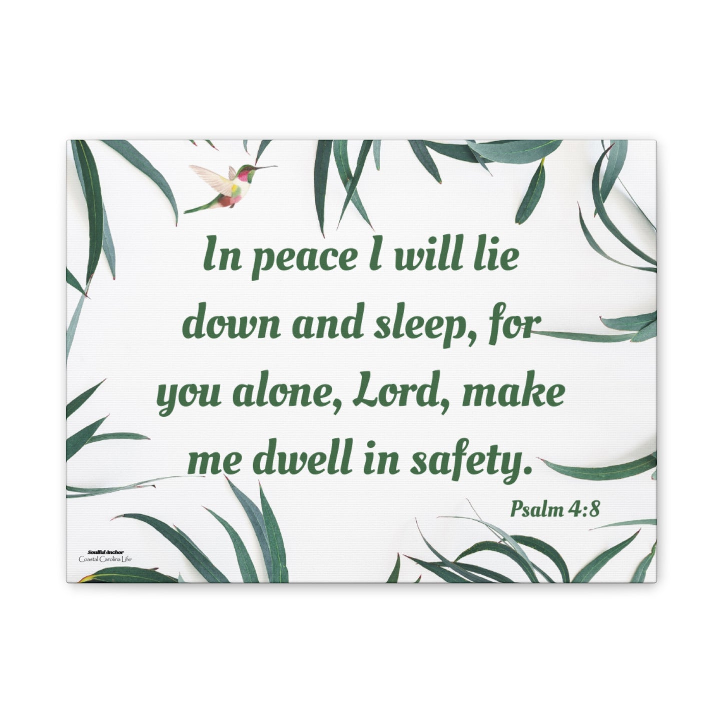 Scripture Wall Art – Peaceful Bedroom Canvas with Psalm 4:8 Sleep Prayer