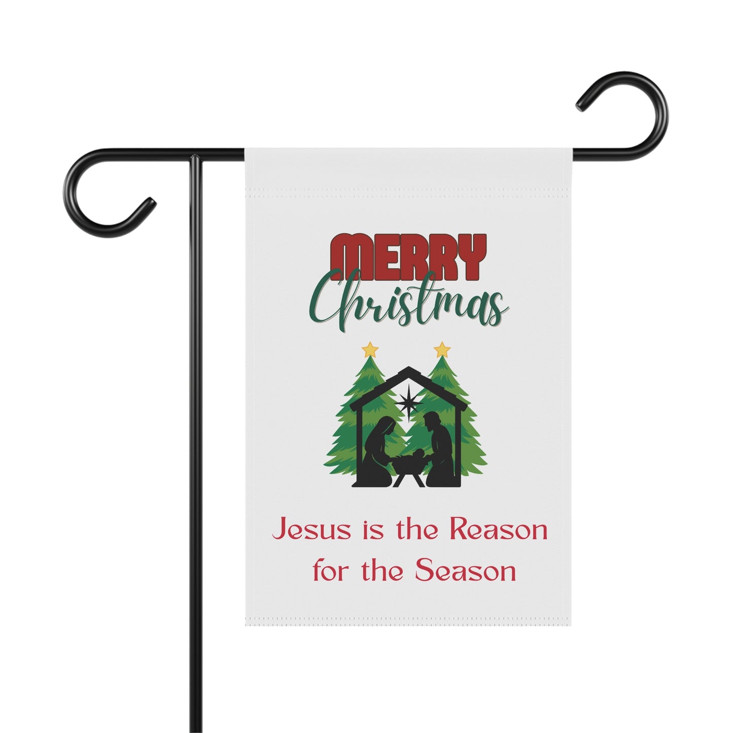 Merry Christmas Nativity Garden Flag — "Jesus is the Reason for the Season"