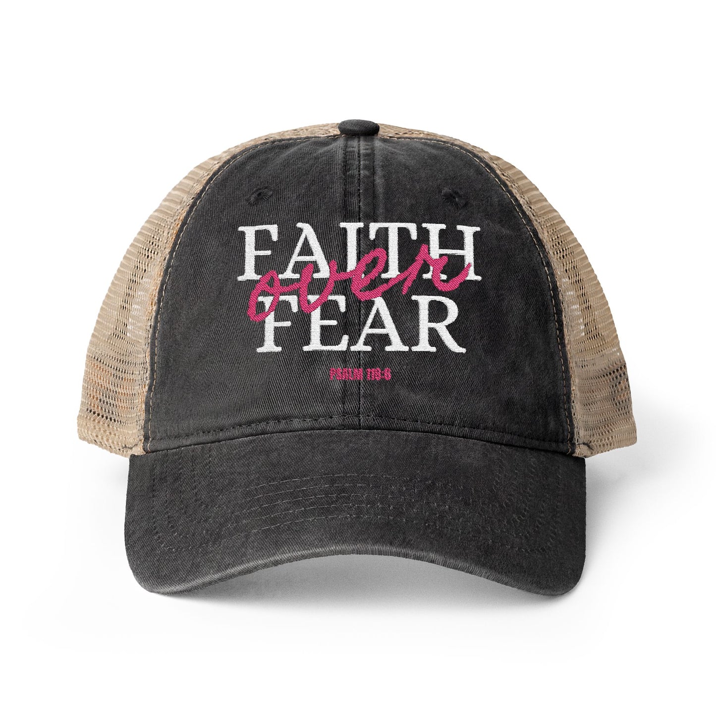 Faith Over Fear Hat – Psalm 11:86 Christian Meshback Trucker Cap