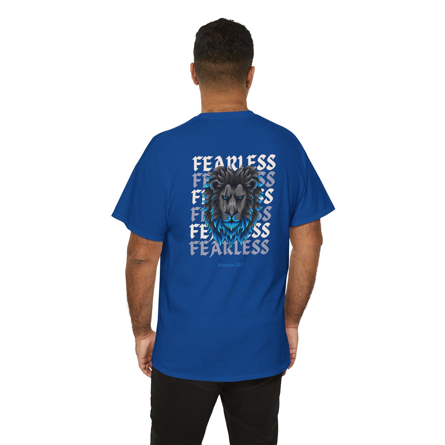 Christian Lion Shirt – Fearless Faith Graphic Tee with Proverbs 28:1