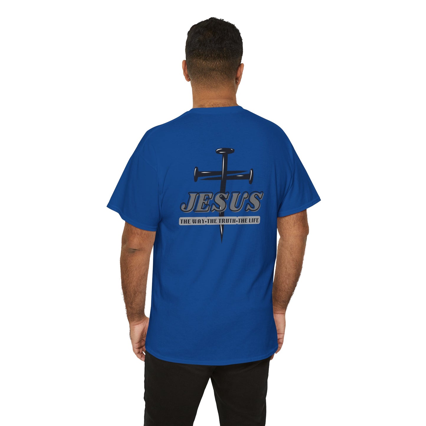 Christian T Shirt – Nail Cross Design with Scripture Message