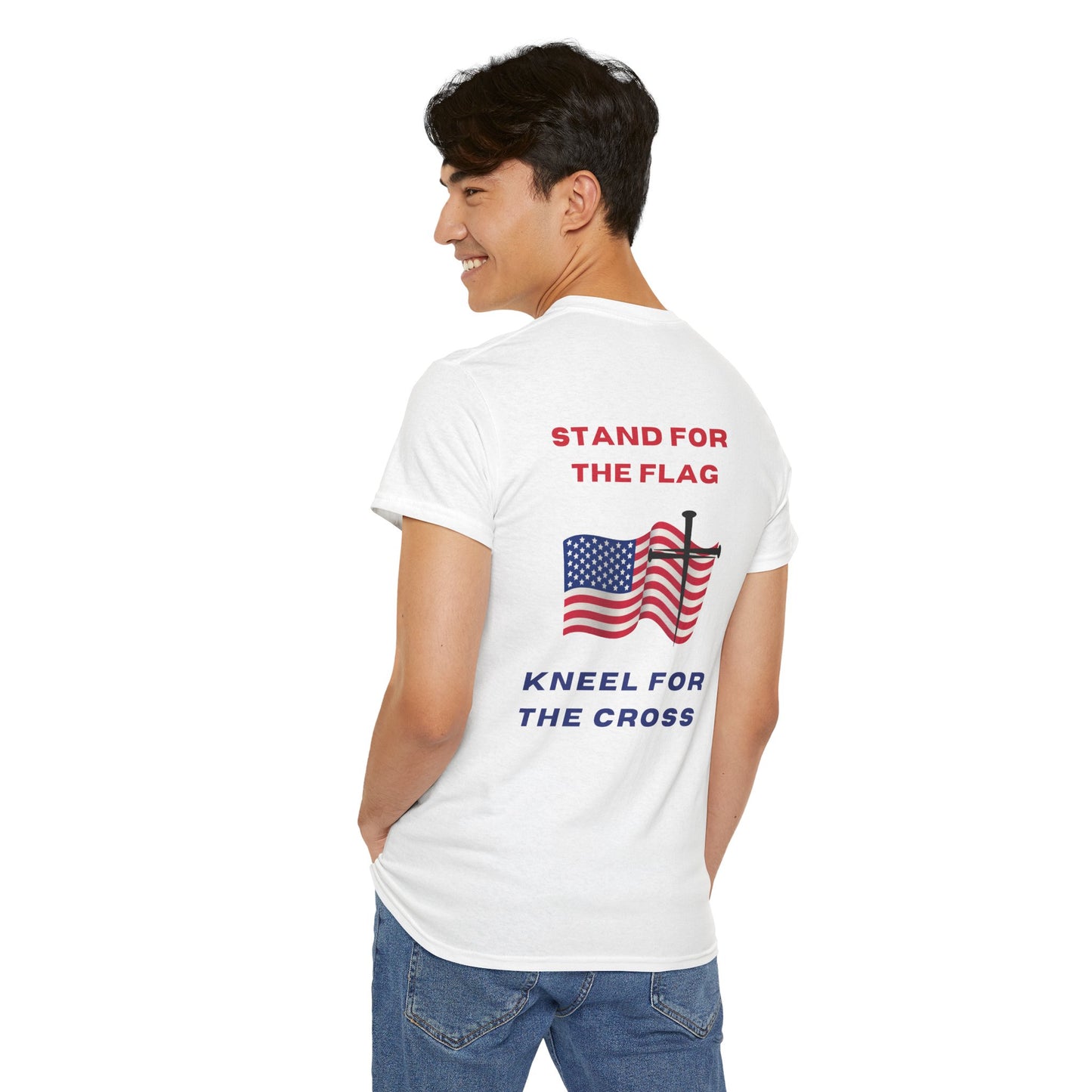 Stand for Flag Kneel for Cross Shirt – 100% Cotton Faith Tee
