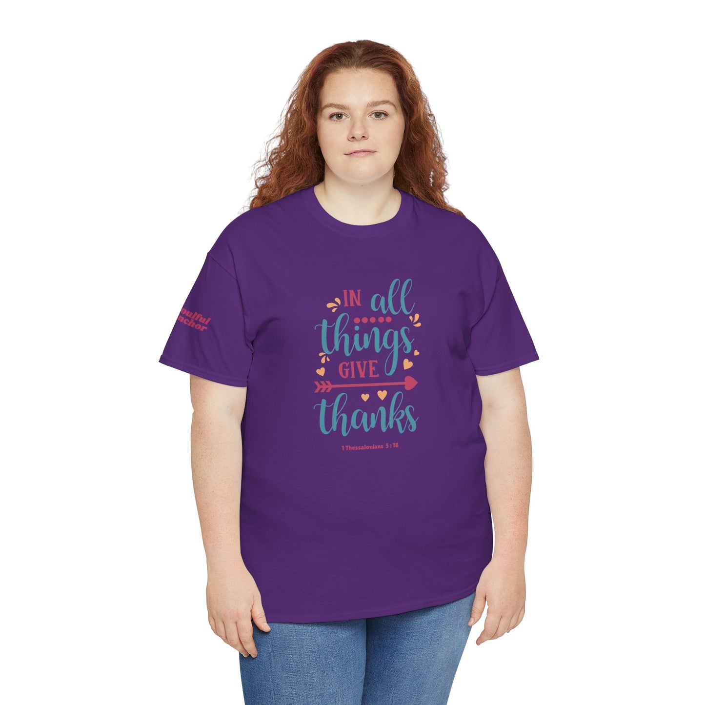 In All Things Give Thanks T-Shirt (1 Thessalonians 5:18) Christian Faith Tee