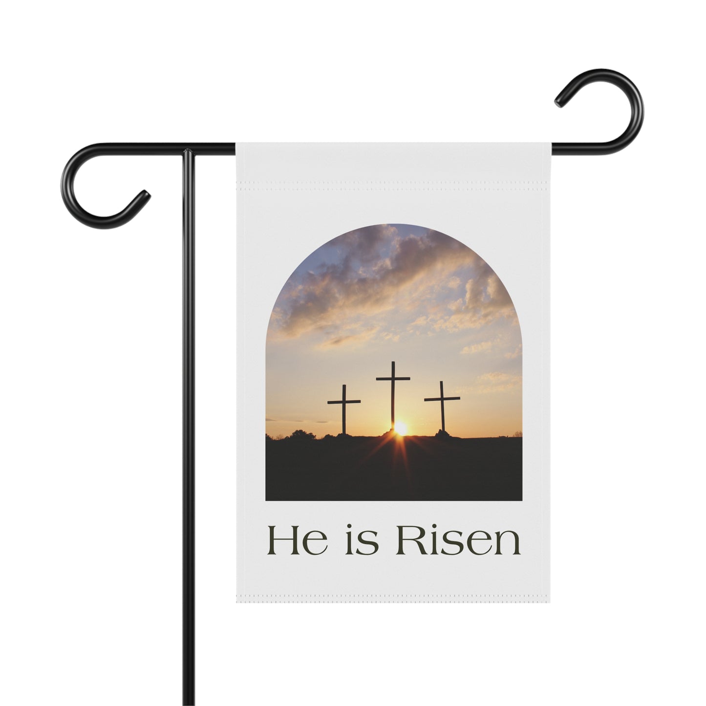 Garden Banner - "He is Risen" Easter Cross Sunrise