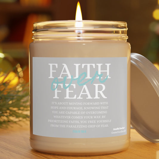 Faith Over Fear Candle – 9oz Soy Candle with Bible Verse Psalm 118:6