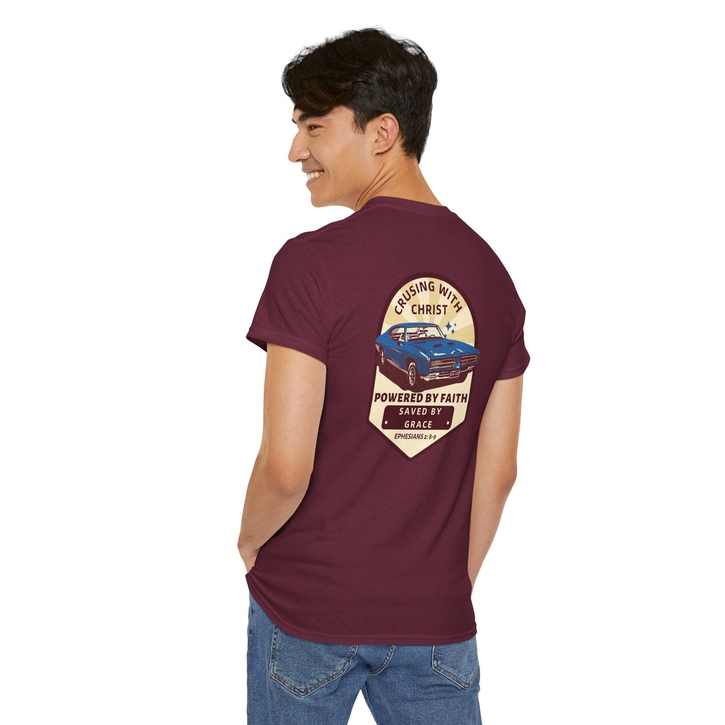 Cruising with Christ T-Shirt (Ephesians 2:8-9) — Christian Faith Tee
