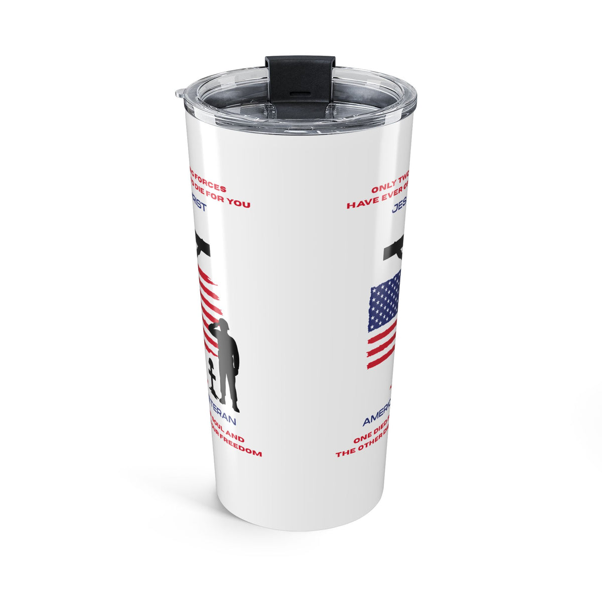 Christian Patriotic Tumbler – 20oz Stainless Steel Cross American Flag Design