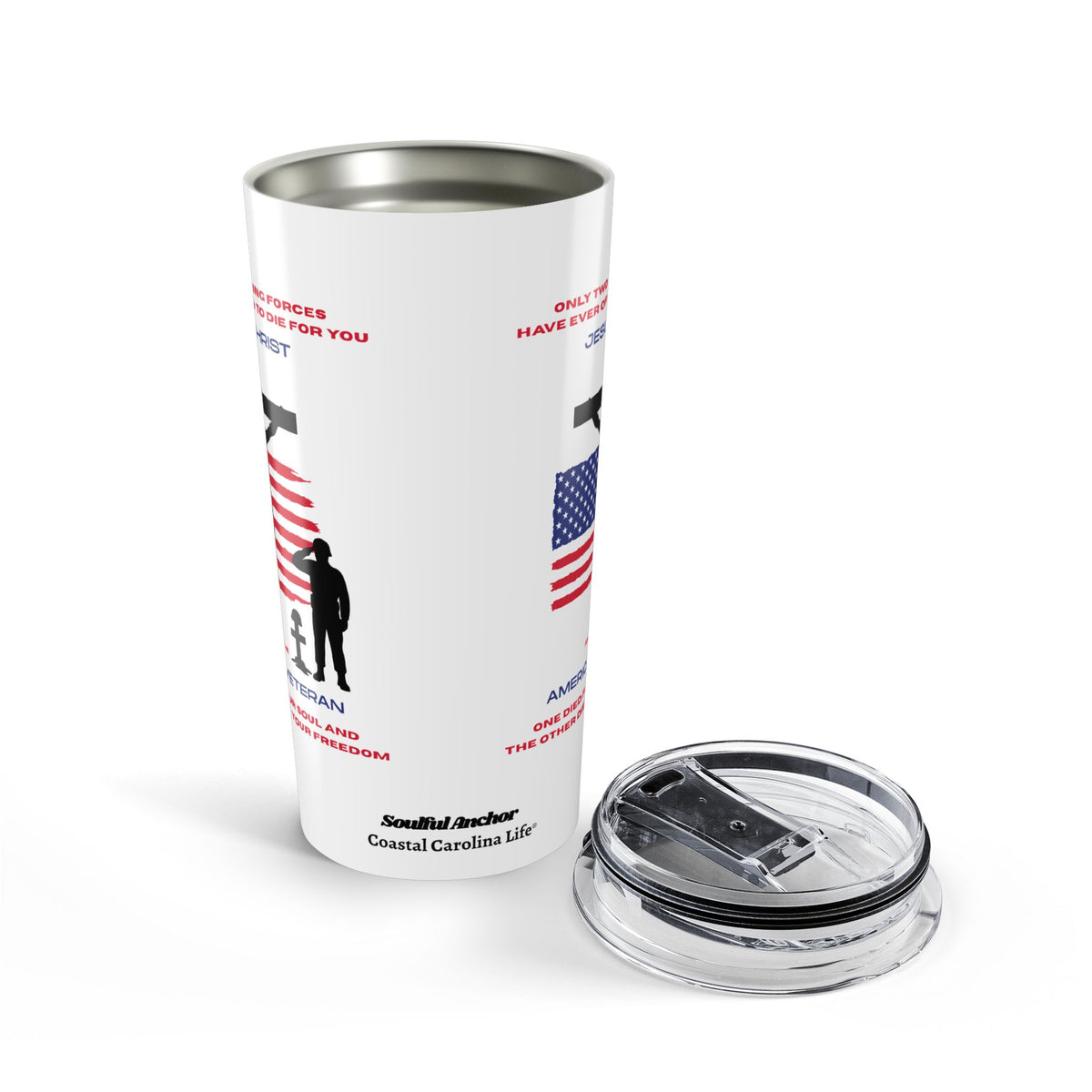 Christian Patriotic Tumbler – 20oz Stainless Steel Cross American Flag Design