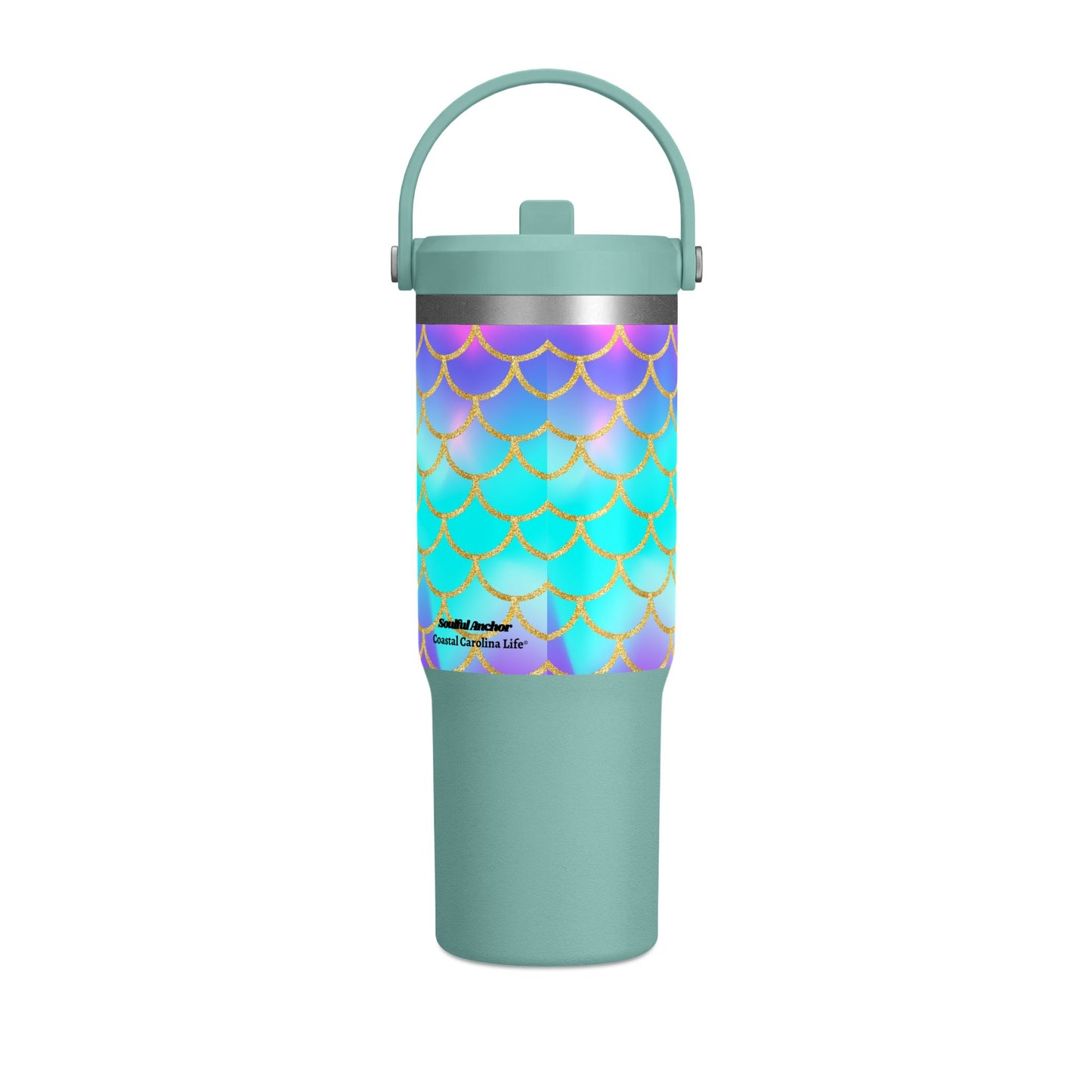Mermaid Scale 32oz Tumbler — 'Salty' Beach Insulated Travel Cup