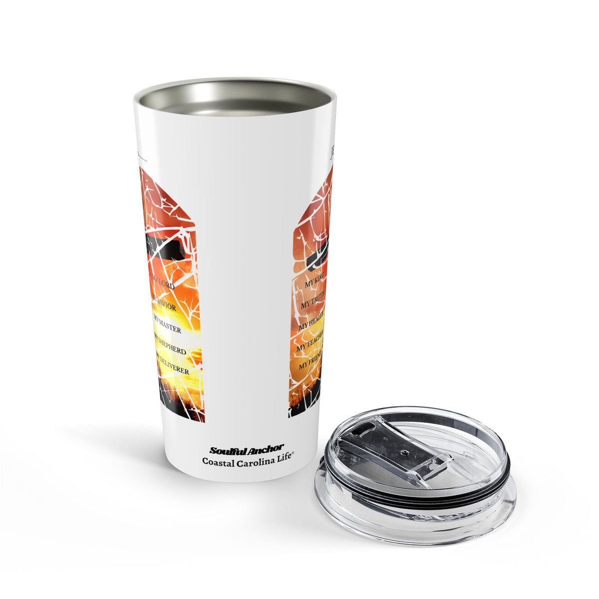 Christian Coffee Tumbler – 20oz Stainless Steel Stained Glass Cross