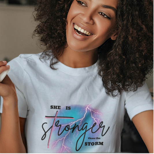 Christian Tshirt Women – Proverbs 31:25 She Is Strong Faith Message
