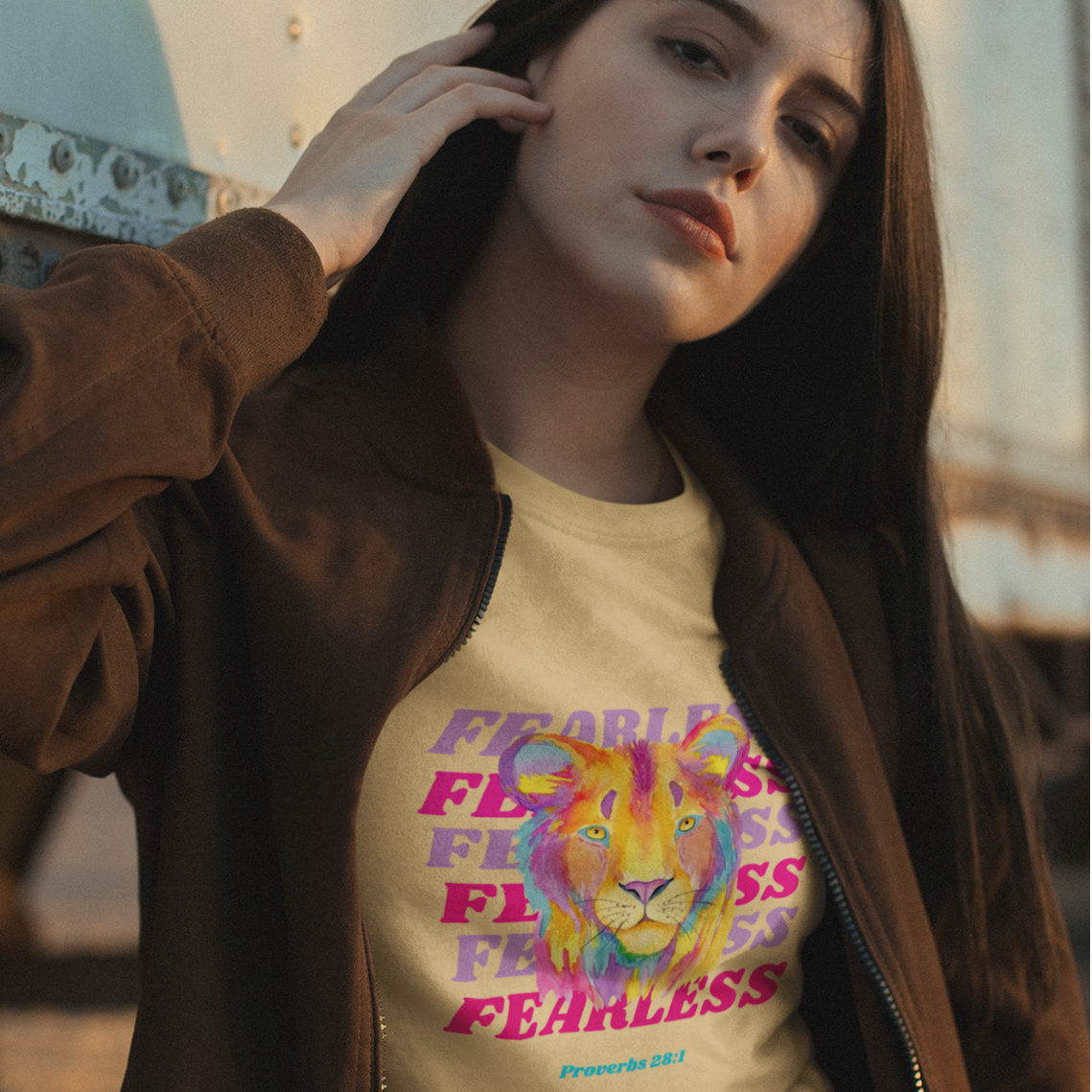 Christian Lion Shirt – Fearless Faith Graphic Tee with Bold Design