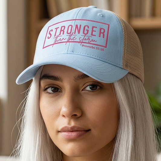 Christian Trucker Hat Women – Proverbs 31:25 Inspirational Meshback Cap