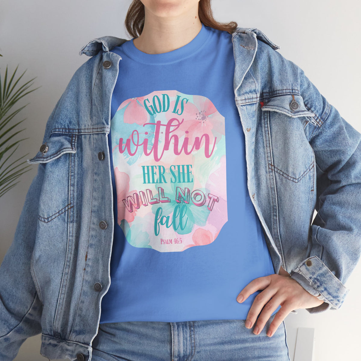 Christian Tshirt Women – Bible Verse Psalm 46:5 Faith Based Inspirational