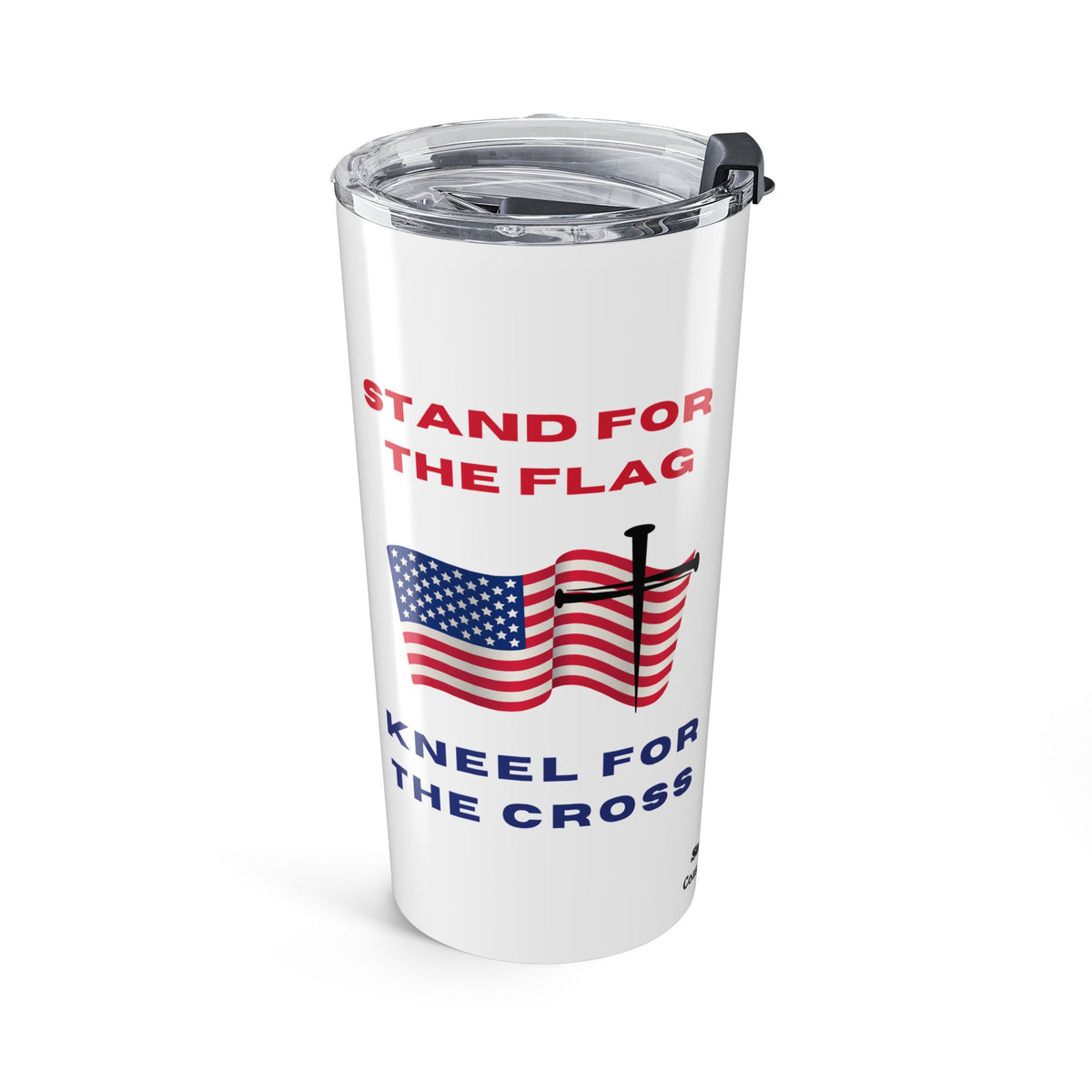 Christian Patriotic Tumbler – 20oz Insulated Cross Flag Faith Design