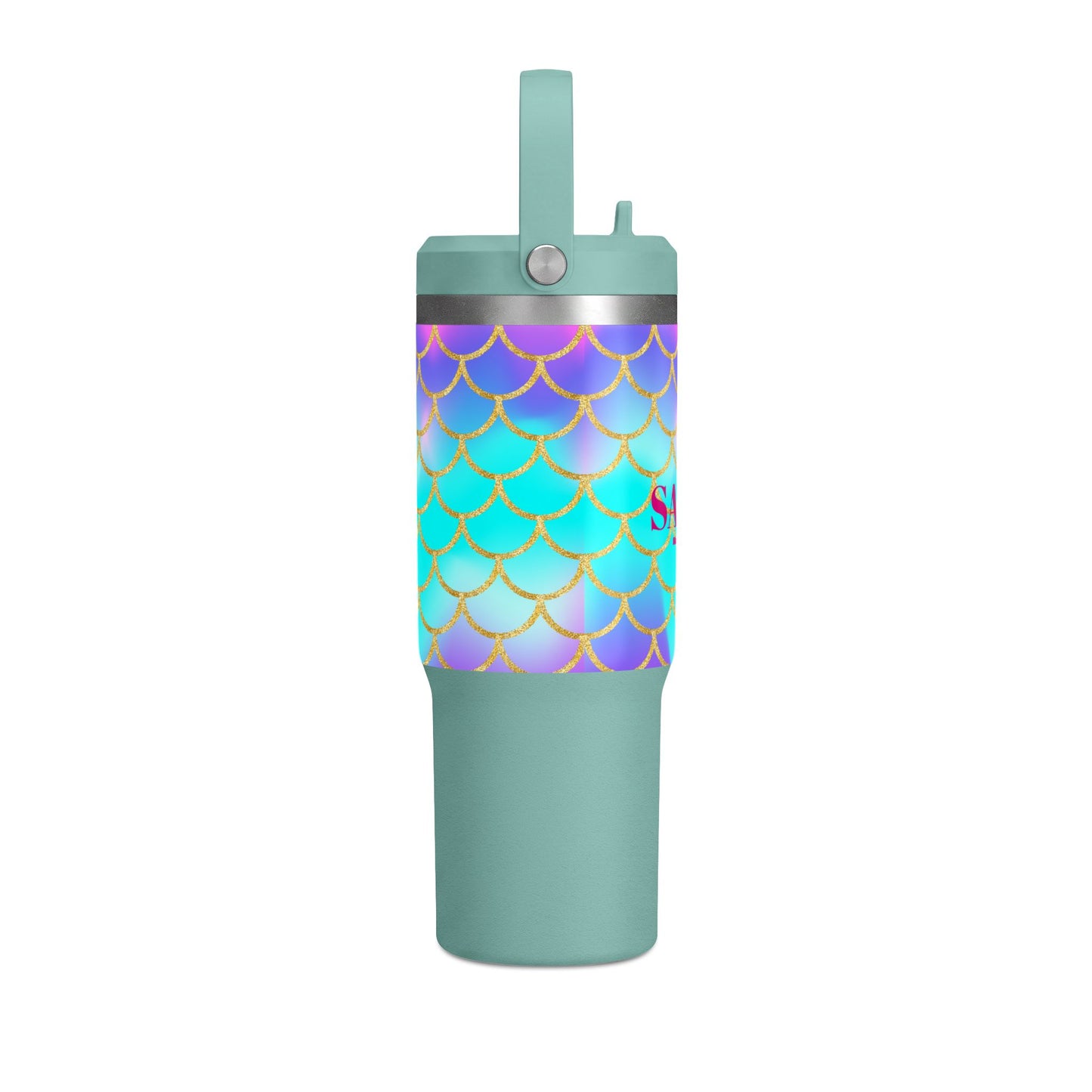 Mermaid Scale 32oz Tumbler — 'Salty' Beach Insulated Travel Cup