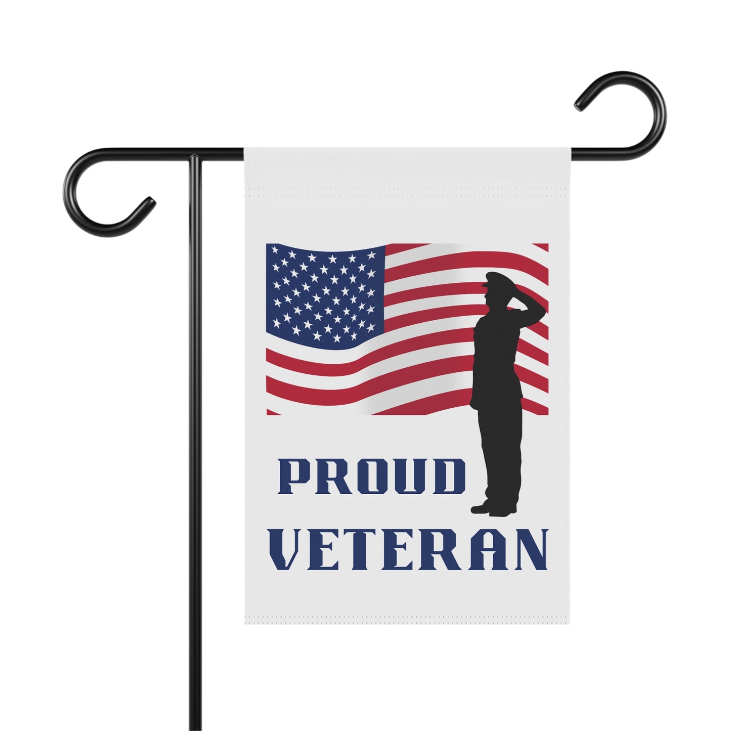 Proud Veteran Garden Flag — Patriotic American Flag & Saluting Silhouette