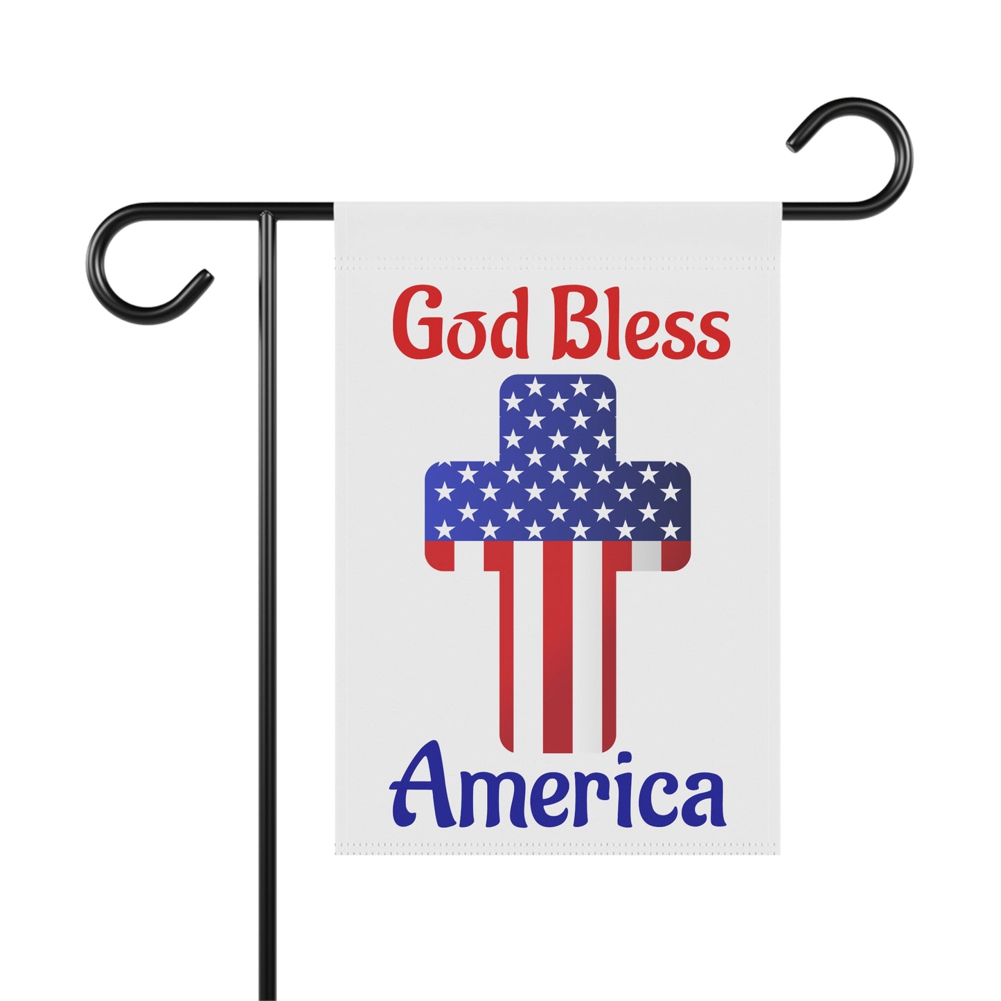 God Bless America Patriotic Garden Flag (Cross Design)