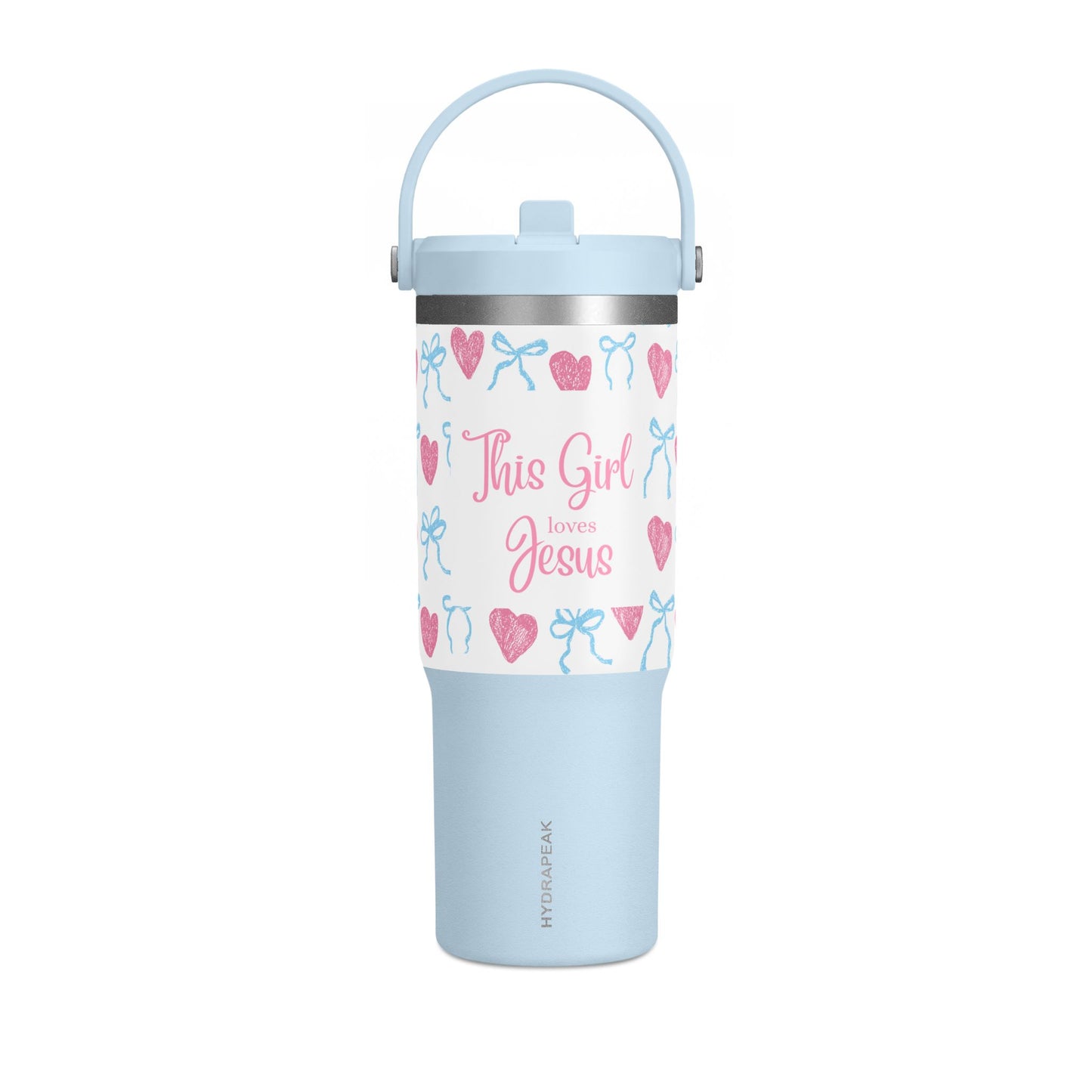 Nomad Tumbler — 32oz "This Girl Loves Jesus" Pastel Hearts Travel Tumbler