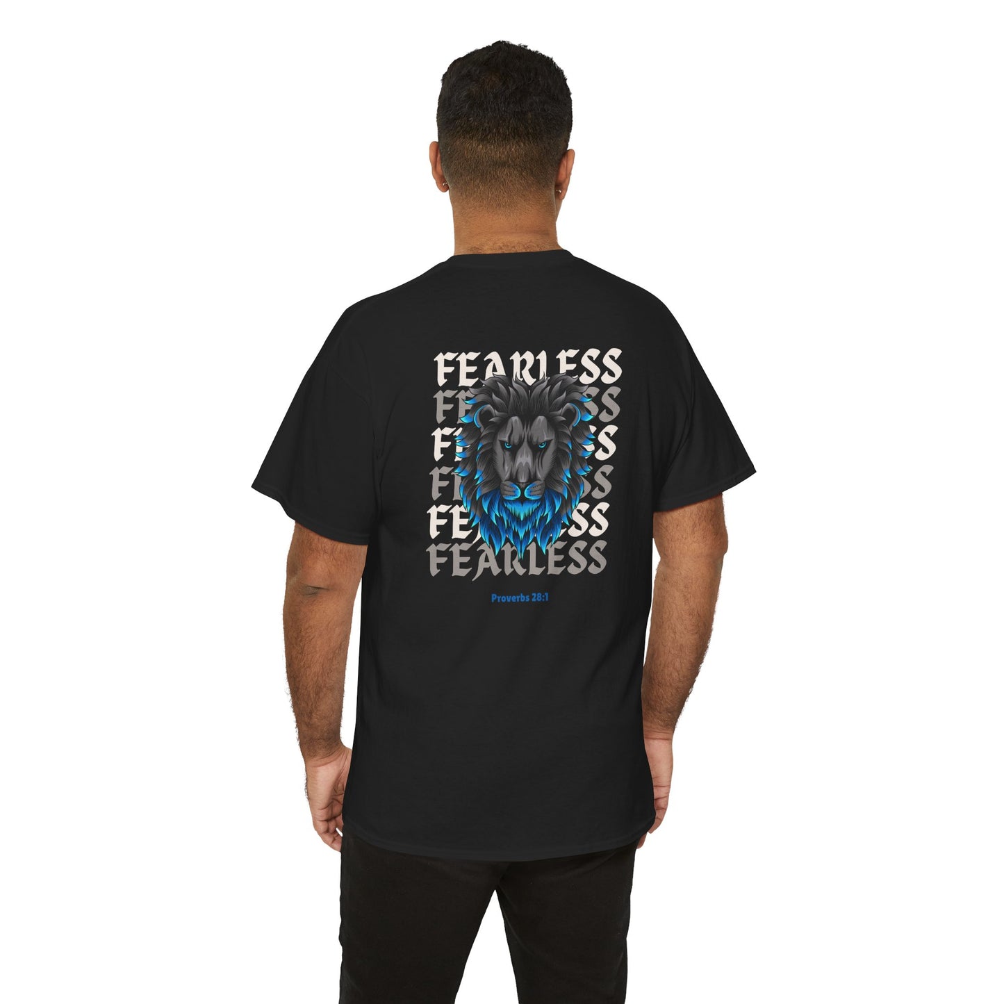 Christian Lion Shirt – Fearless Faith Graphic Tee with Proverbs 28:1