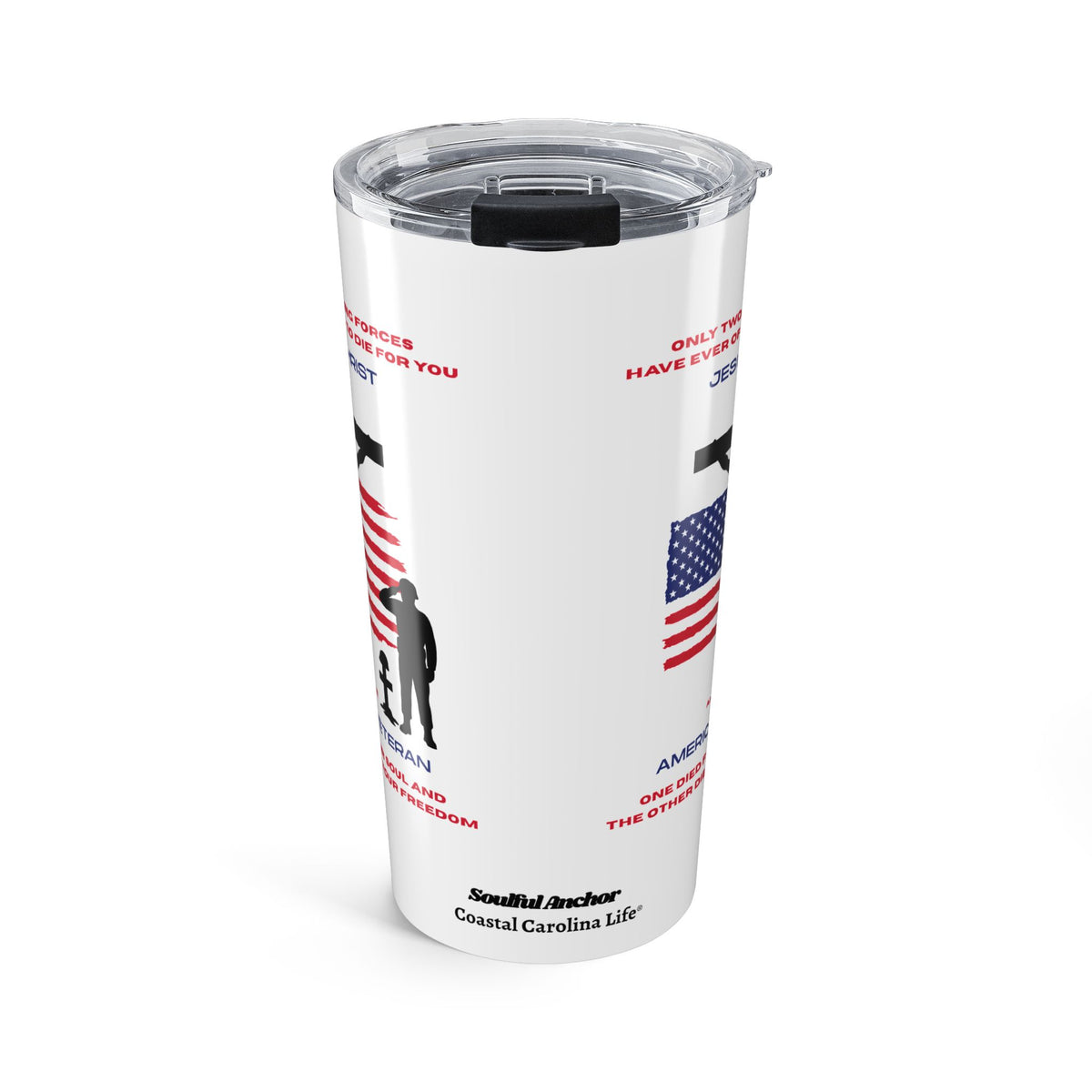 Christian Patriotic Tumbler – 20oz Stainless Steel Cross American Flag Design
